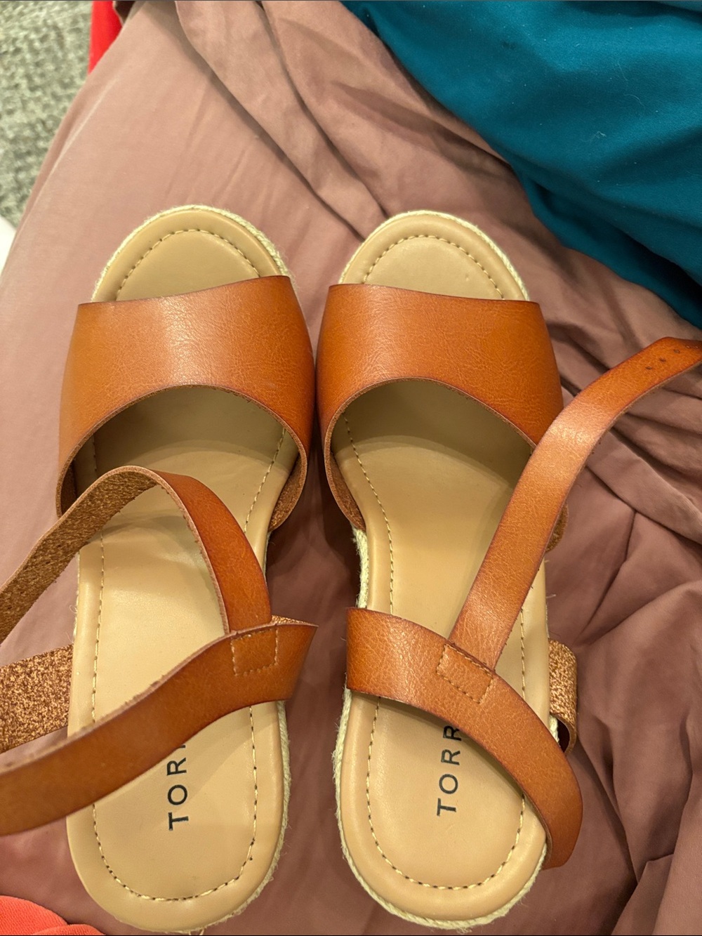 Torrid Cognac Leather Open-Toe Ankle Strap Sandals